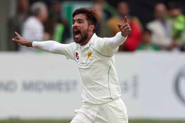 Mohammad Amir celebrates the wicket of Niall O'Brien on day four of the International Test Match at The Village (Picture: Niall Carson/PA Wire)