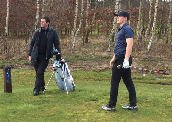 Hallamshire's Alex Fitzpatrick pictured with England Golf coach Graham Walker (The Oaks).