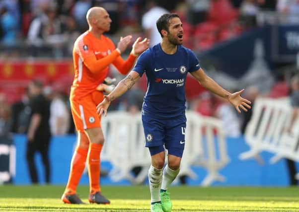 Chelsea's Cesc Fabregas (right) celebrates after the final whistle (Picture: PA)