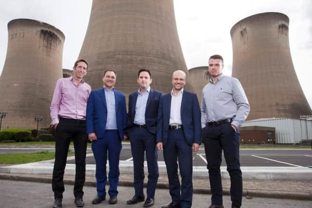 (left to right) Jason Shipstone, head of R&D at Drax Group, Caspar Schoolderman, director of engineering at C-Capture Ltd, Andy Koss, CEO at Drax Power, Prof Christopher Rayner, technical director at C-Capture Ltd and Carl Clayton, research and innovation engineer at Drax Group. Britain's biggest power station, Drax power station in North Yorkshire, is piloting the first bioenergy carbon capture storage (Beccs) project of its type in Europe - a move it says could eventually make it carbon negative. PRESS ASSOCIATION Photo. Issue date: Monday May 21, 2018. See PA story ENVIRONMENT Drax. Photo credit should read: Drax Group/PA Wire