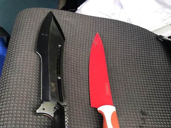 Two knives seized from children in Huddersfield this week. Photo: West Yorkshire Police