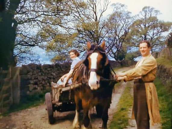 Idyllic times - Pateley Bridge's Mabel Peacoock with her husband Reg in theur young days as farmers in the Dales.