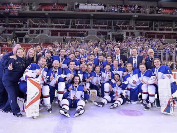 GB's players celebrate their gold medal success in Budapest last month. Picture: Dean Woolley
