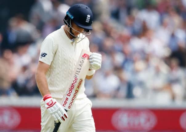 England's captain Joe Root walks off dejected after getting out for four against Pakistan at Lord's (Picture: John Walton/PA Wire).