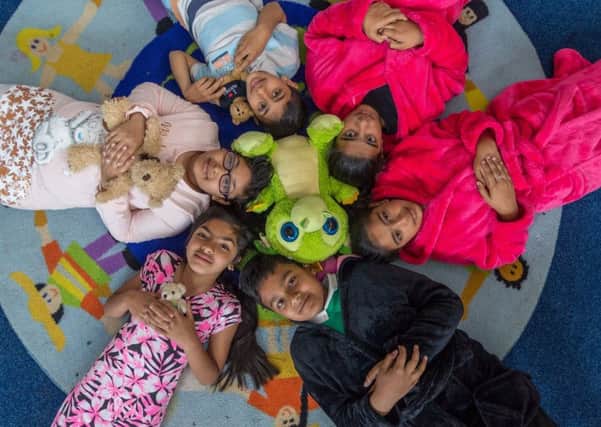 Date: 24th May 2018.
Picture James Hardisty.
Bankside Primary School, Chapeltown, Leeds, held a pyjama themed non-uniform day to raise money for the YEP's Half and Half Appeal. Pictured Dawud Hussain, 10, Amnah Yakoob, 9, Aminah Shabir, 9, Samad Yakoob, 8, Husna Khan, 11, and Hava Khan, 10.