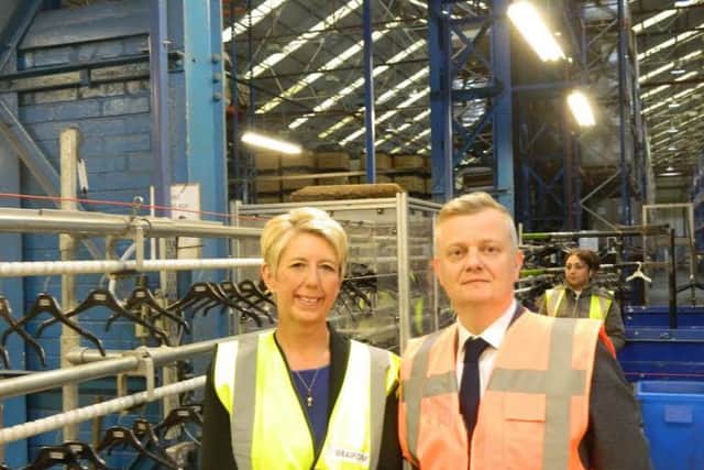 MP Angela Smith and Dr Jim Collingham, head of re-use operations at Braiform