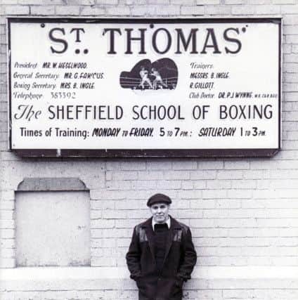 Brendan Ingle outside 'The Sheffield School of Boxing' in 1982.