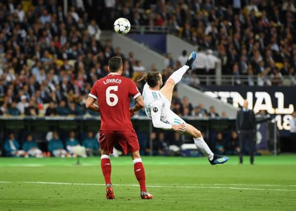 What a goal: Gareth Bale's spectacular overhead kick for Real Madrid against Liverpool. Picture:Michael Regan/Getty Images