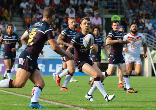 Richie Myler in action for Leeds Rhinos at Catalans Dragons (Picture: Varleys)